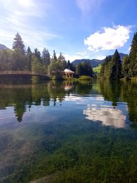 Scenic view of lake against sky