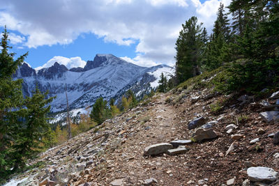 Scenic view of mountain range against sky