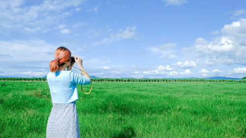 Sky and grassland scenery in rural thailand