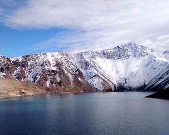 Scenic view of lake against mountain range