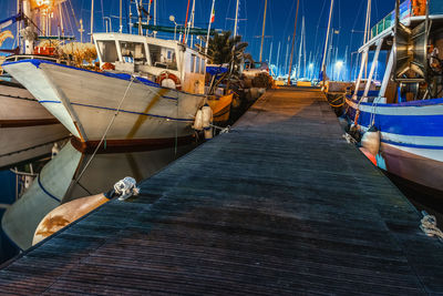 View of boats moored at harbor