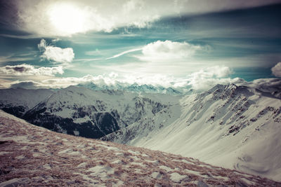 Scenic view of mountains against sky