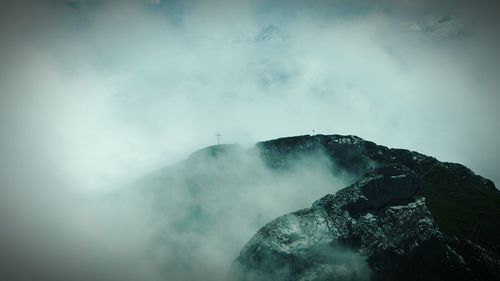 Scenic view of mount pilatus against cloudy sky