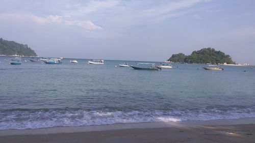 View of boats in sea