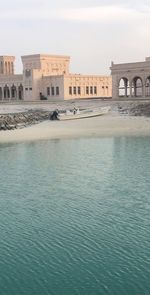 View of swimming pool in city