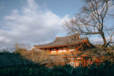 Phoenix hall building in byodoin temple , famous buddhist temple in uji city, kyoto japan