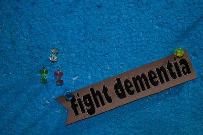 High angle view of text on swimming pool