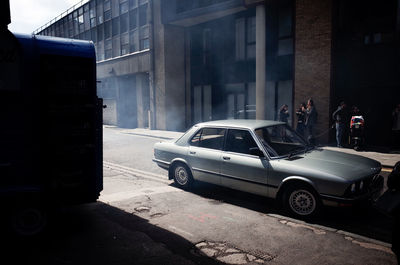 Cars on street in city