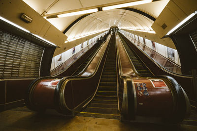 View of escalator in subway station