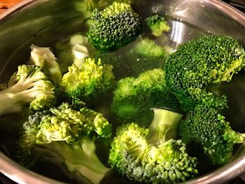 High angle view of chopped vegetables in bowl