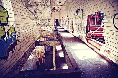 Narrow alley along buildings