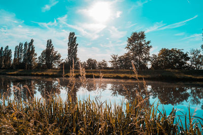 Scenic view of lake against sky