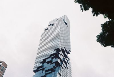 Low angle view of modern buildings against clear sky