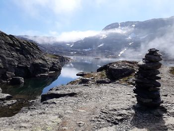 Scenic view of rock formations against sky