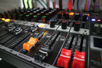 Close-up of sound mixer