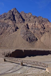 Scenic view of desert against mountain range