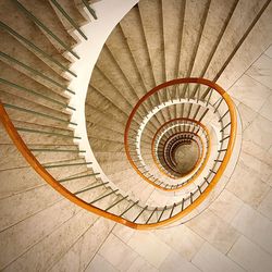 High angle view of spiral stairs