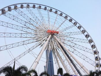 Low angle view of ferris wheel against clear sky