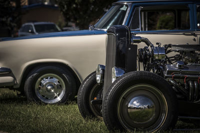 Vintage car on grass