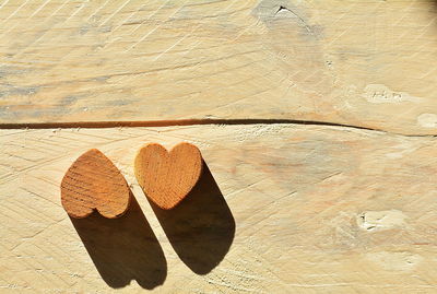 Close-up of heart shape on wood