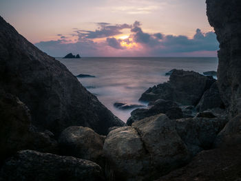 Scenic view of sea against sky during sunset