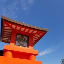 Low angle view of red building against sky