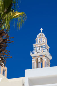 Bell tower of the saint john the baptist church in the city of fira in the island of santorini