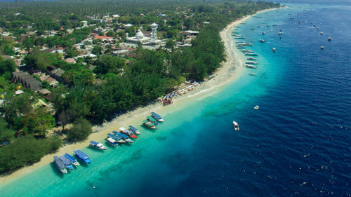 High angle view of people on beach