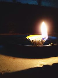 Close-up of illuminated candles