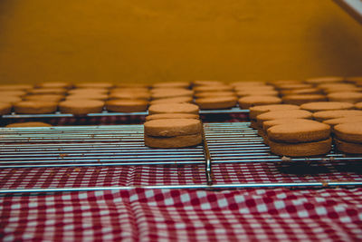 Close-up of biscuits on table