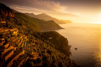 Scenic view of sea against sky during sunset