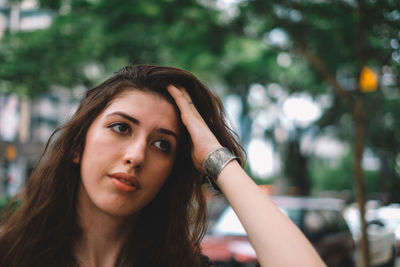 Close-up portrait of young woman