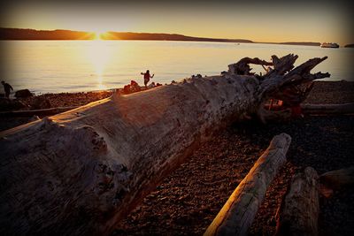 Scenic view of sea at sunset