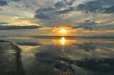 Scenic view of sea at sunset