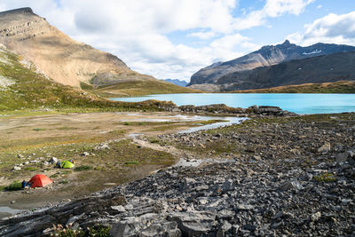 Camping in the canadian alpine at michelle lakes backcountry area