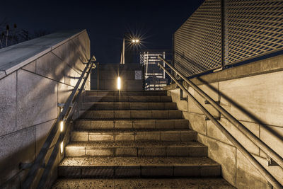 Illuminated stairs, low angle view