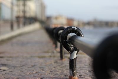 Empty road by railing