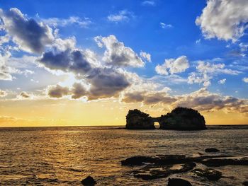 Scenic view of sea against sky during sunset