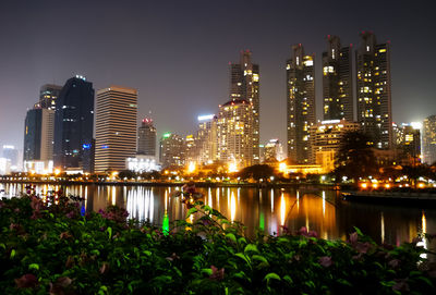 Illuminated city at night