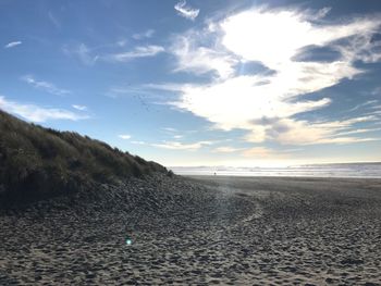 Scenic view of beach against sky