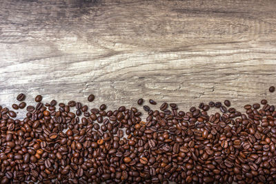 High angle view of coffee beans on table