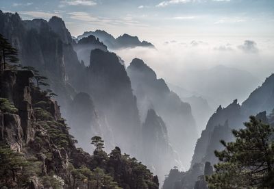 Panoramic view of mountains against sky