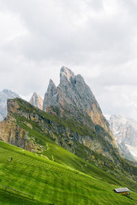 Scenic view of landscape and mountains against sky