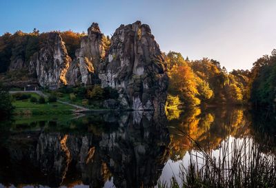 Reflection of trees in lake