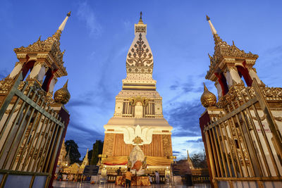 Low angle view of temple building against sky