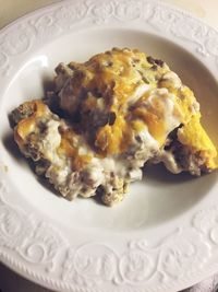 Close-up of breakfast served in plate