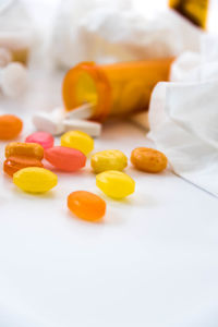 Close-up of pills on table