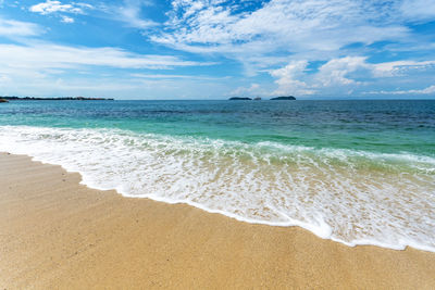 Scenic view of beach against sky