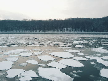 Scenic view of frozen lake against sky