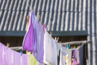 Low angle view of clothes drying on clothesline